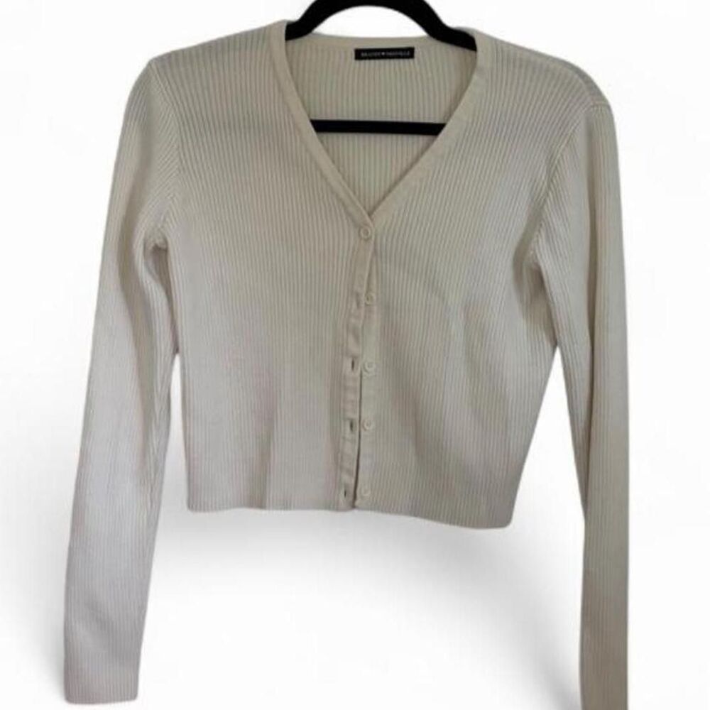 Brandy-melville Women's Cream and White Cardigan